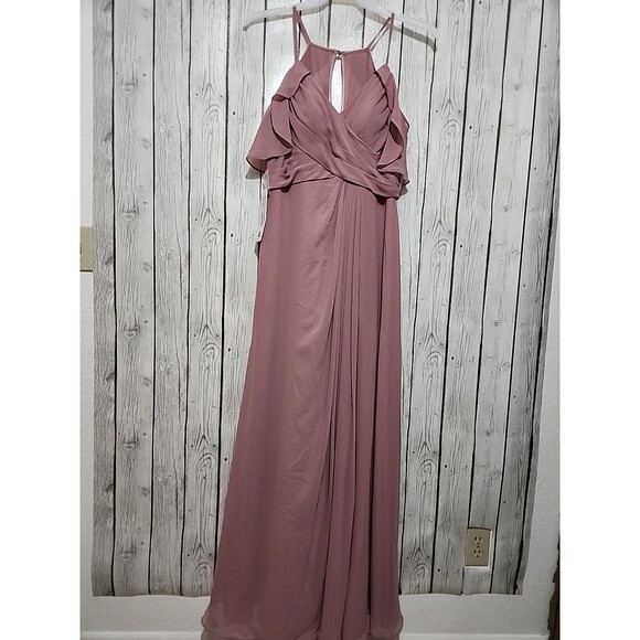 Azazie Dresses & Skirts - Azazie Dakota Bridesmaid Dress Womens Size A10 Vintage Mauve Leg Slit Maxi New